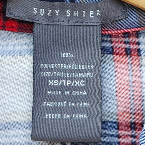 SUZY SHIER Belted Plaid Long Sleeve Button Up Shirt Women's Size XS - Picture 3 of 5